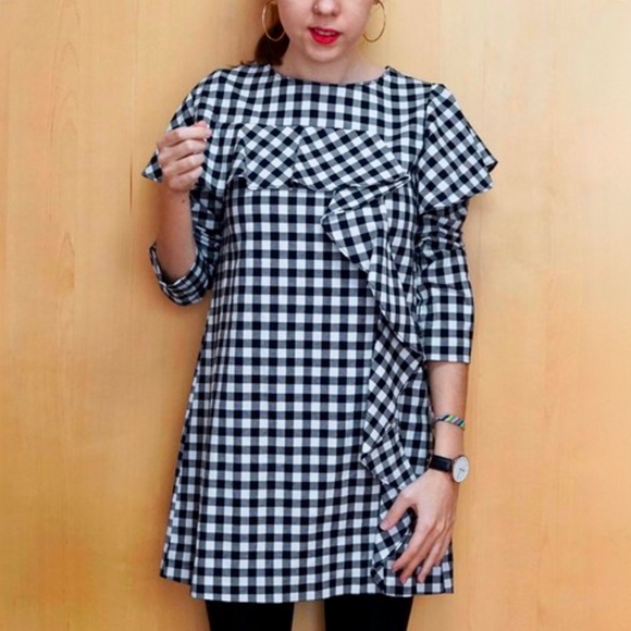 Zara girls gingham dress with flounce - Picture 10 of 16